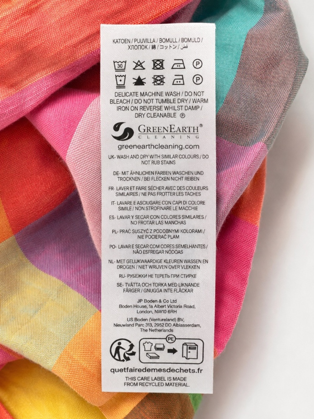 NWT Boden Lola Blouson Maxi Dress US 6R Rainbow Multigingham Linen Cotton - Picture 6 of 6